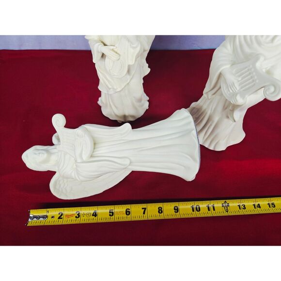 Angels Candle Holders Set of 3 PARTYLITE White w/Harp & Lute 1980s Mantel Decor - Picture 13 of 15